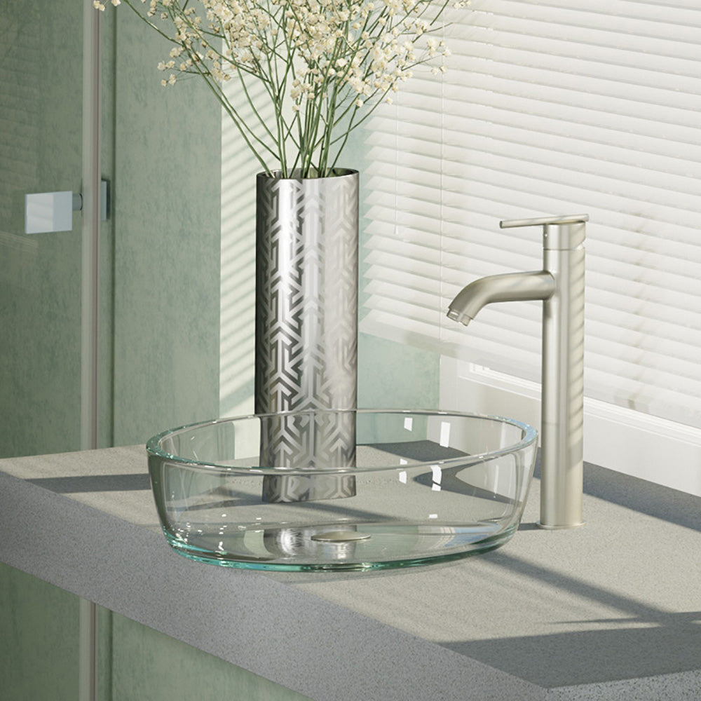 Alternate Image for Rene 17" Round Glass Bathroom Sink, Crystal, with Faucet, R5-5024-R9-7001-BN