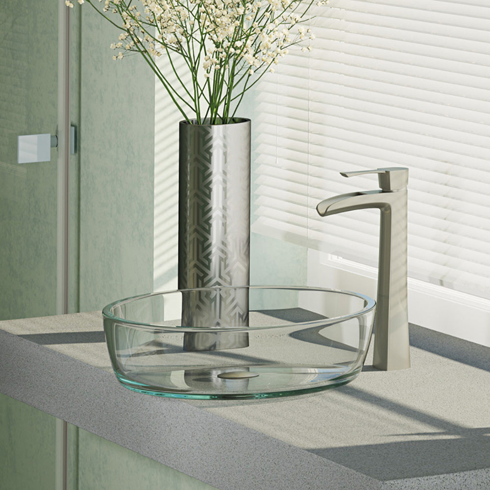 Alternate Image for Rene 17" Round Glass Bathroom Sink, Crystal, with Faucet, R5-5024-R9-7007-BN