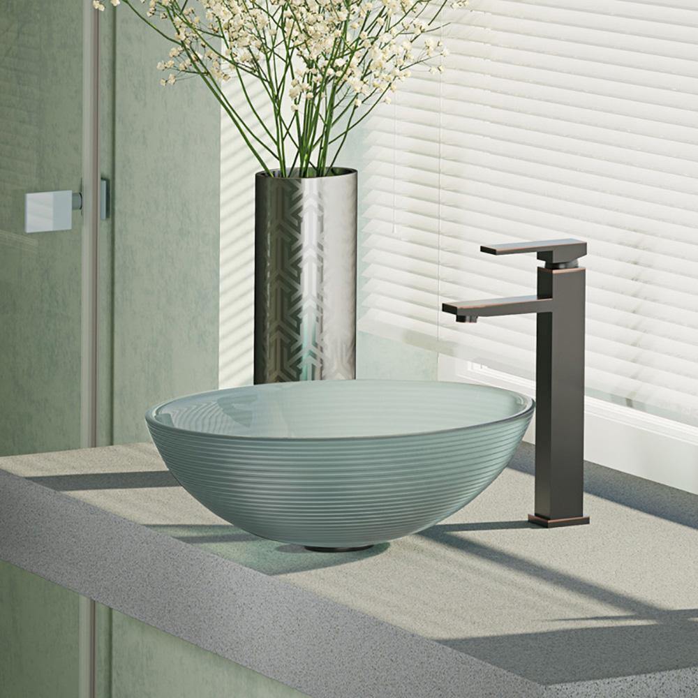 Alternate Image for Rene 17" Round Glass Bathroom Sink, Sparkling Silver, with Faucet, R5-5034-R9-7003-ABR