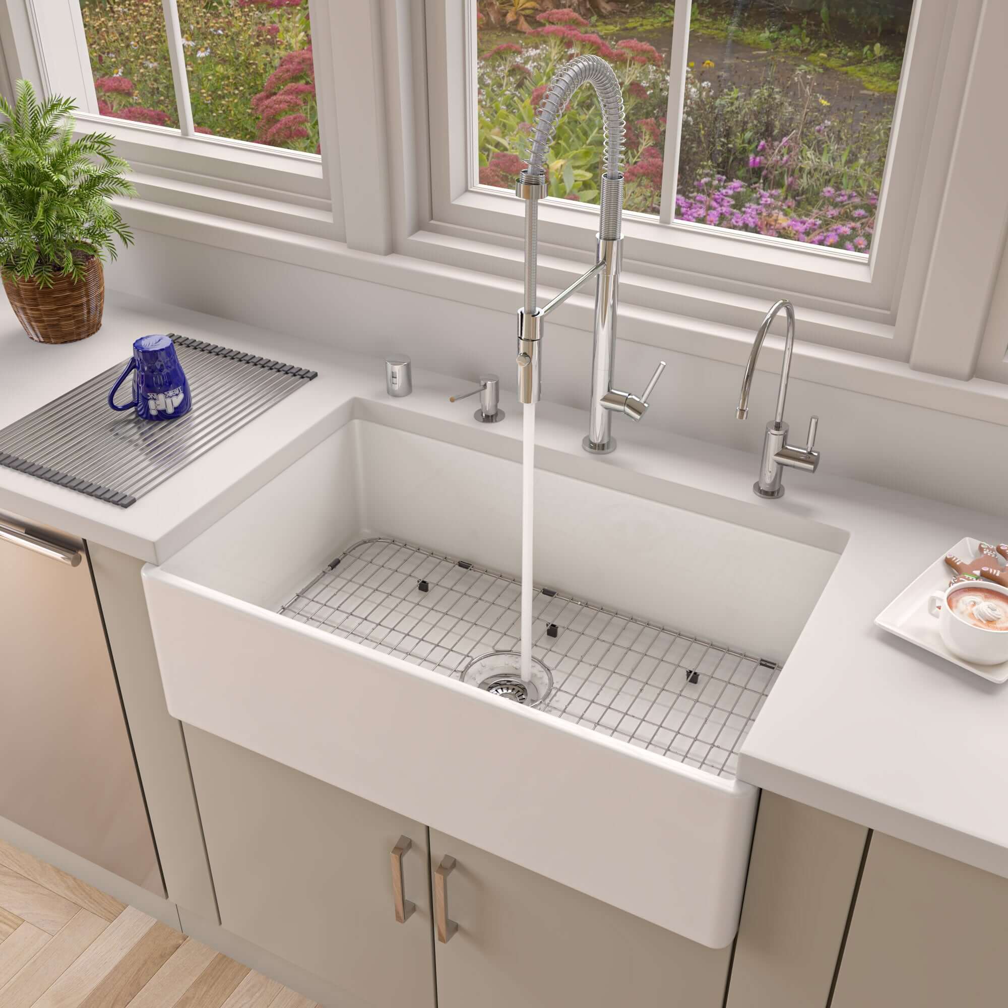 ALFI 33" Single Bowl Fireclay Farmhouse Apron Sink, White, AB533-W