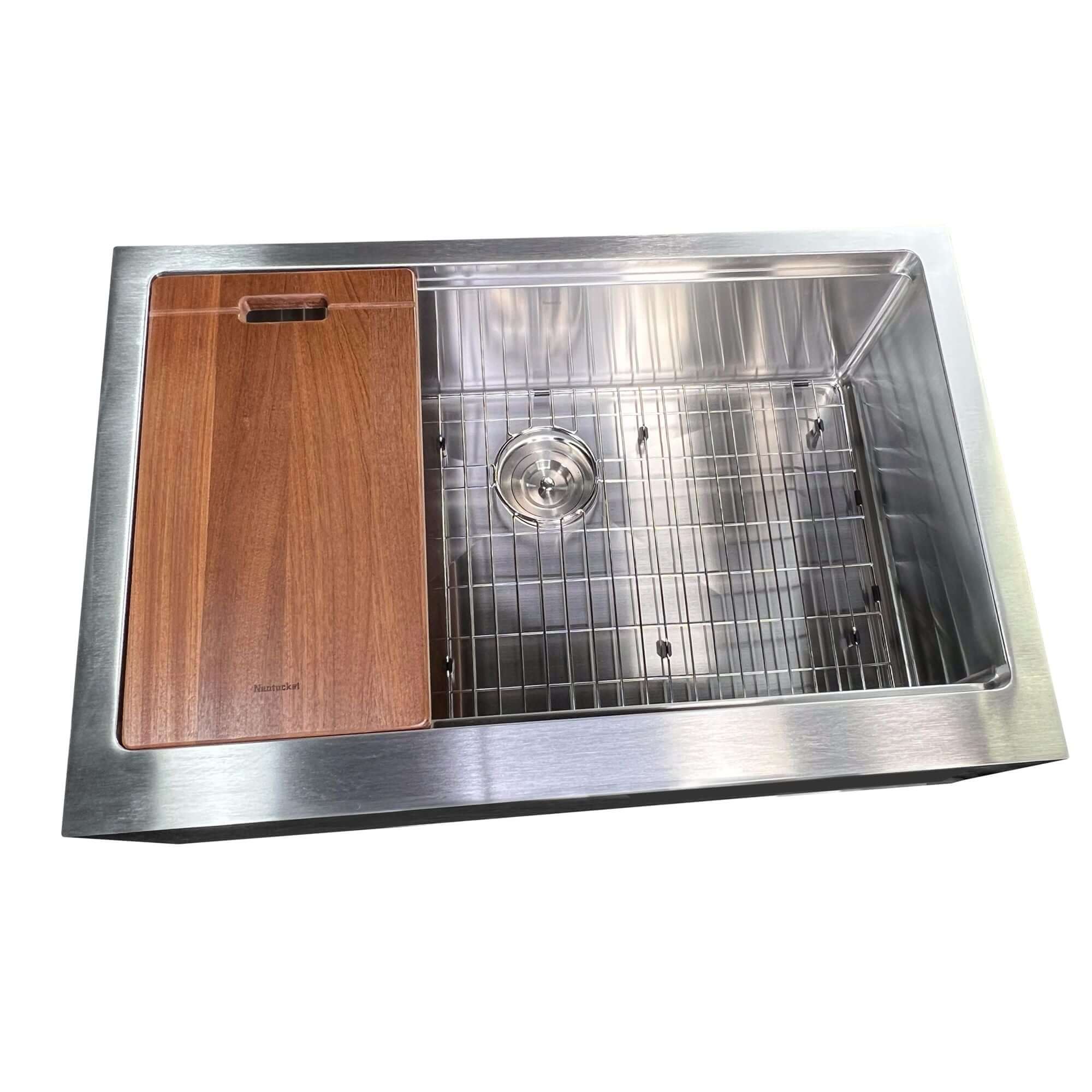 Alternate Image for Nantucket Sinks Pro Series 33" 304 Stainless Steel Workstation Farmhouse Sink with Accessories, 16 Gauge, AP-PS-3221-16