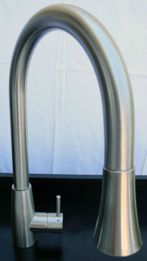 Alternate Image for ALFI Solid Brushed Stainless Steel Pull Down Single Hole Kitchen Faucet, AB2034-BSS