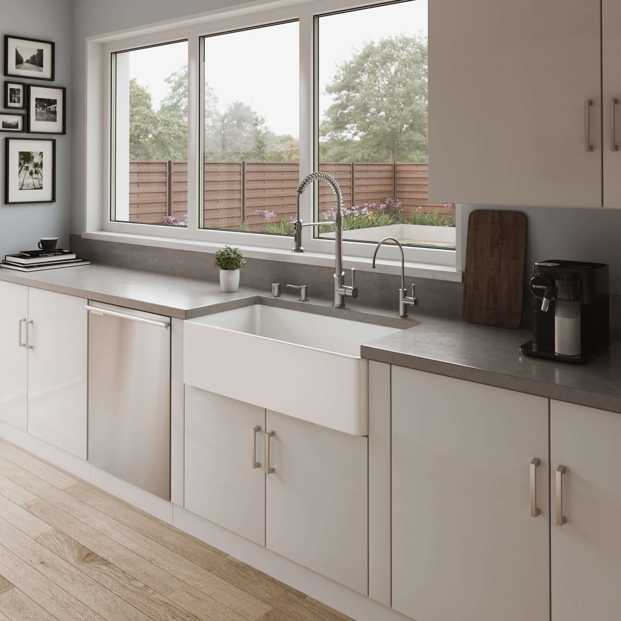 Alternate Image for ALFI brand 36" Fireclay Farmhouse Sink, White, ABF3618-W