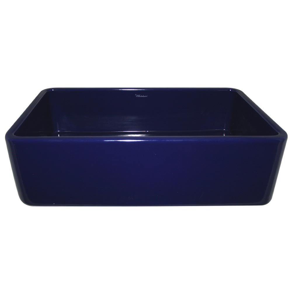Alternate Image for Whitehaus 36" Fireclay Single Bowl Farmhouse Apron Sink, Blue, WH3618