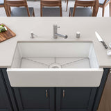 ALFI 36" Single Bowl Fireclay Farmhouse Kitchen Sink, White, Reversible, AB3618HS-W