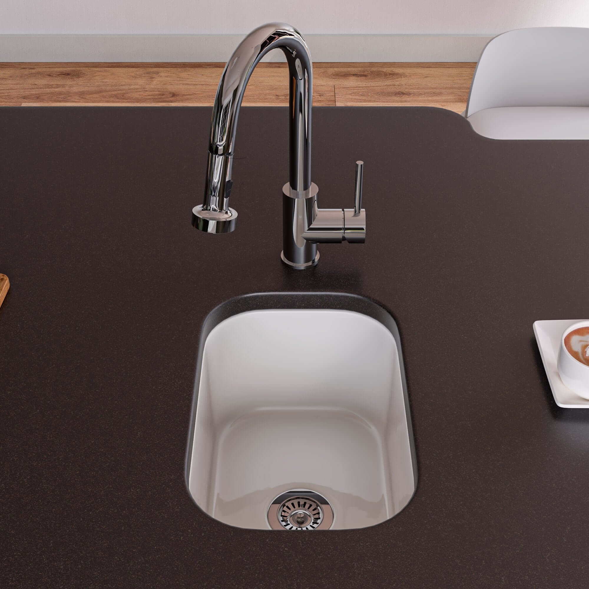 Alternate Image for ALFI brand AB1218 Small Rectangular Fireclay Undermount or Drop In Prep / Bar Sink