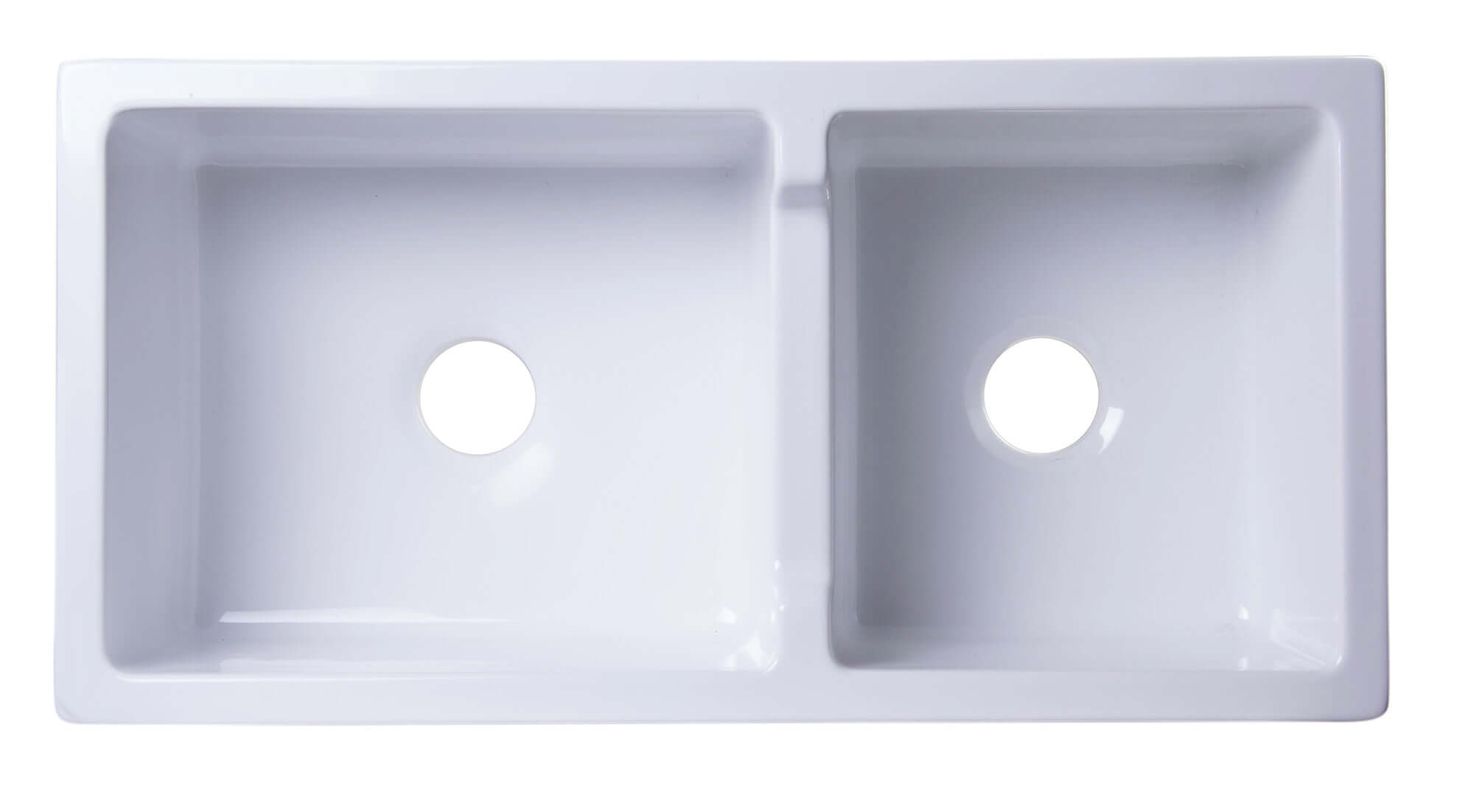 Alternate Image for ALFI 36" Double Bowl Thick Wall Fireclay Farmhouse Apron Sink, White, AB3618ARCH-W