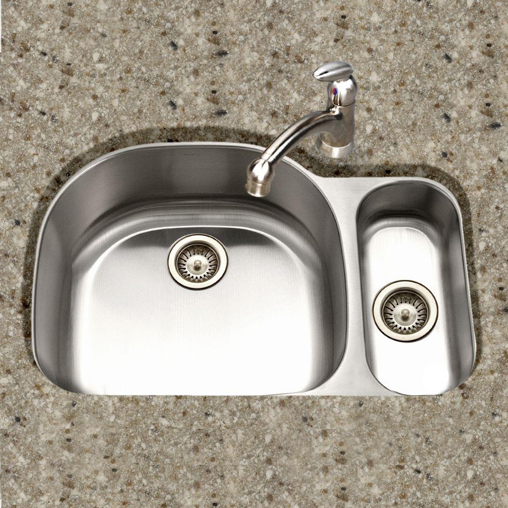 Houzer 32" Stainless Steel Undermount 80/20 Double Bowl Kitchen Sink, MG-3209SR-1 - The Sink Boutique