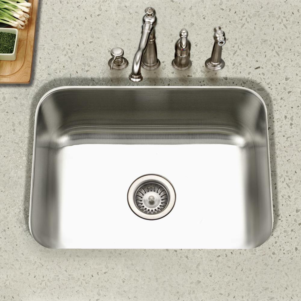 Houzer 23" Stainless Steel Undermount Single Bowl Kitchen Sink, STS-1300-1 - The Sink Boutique