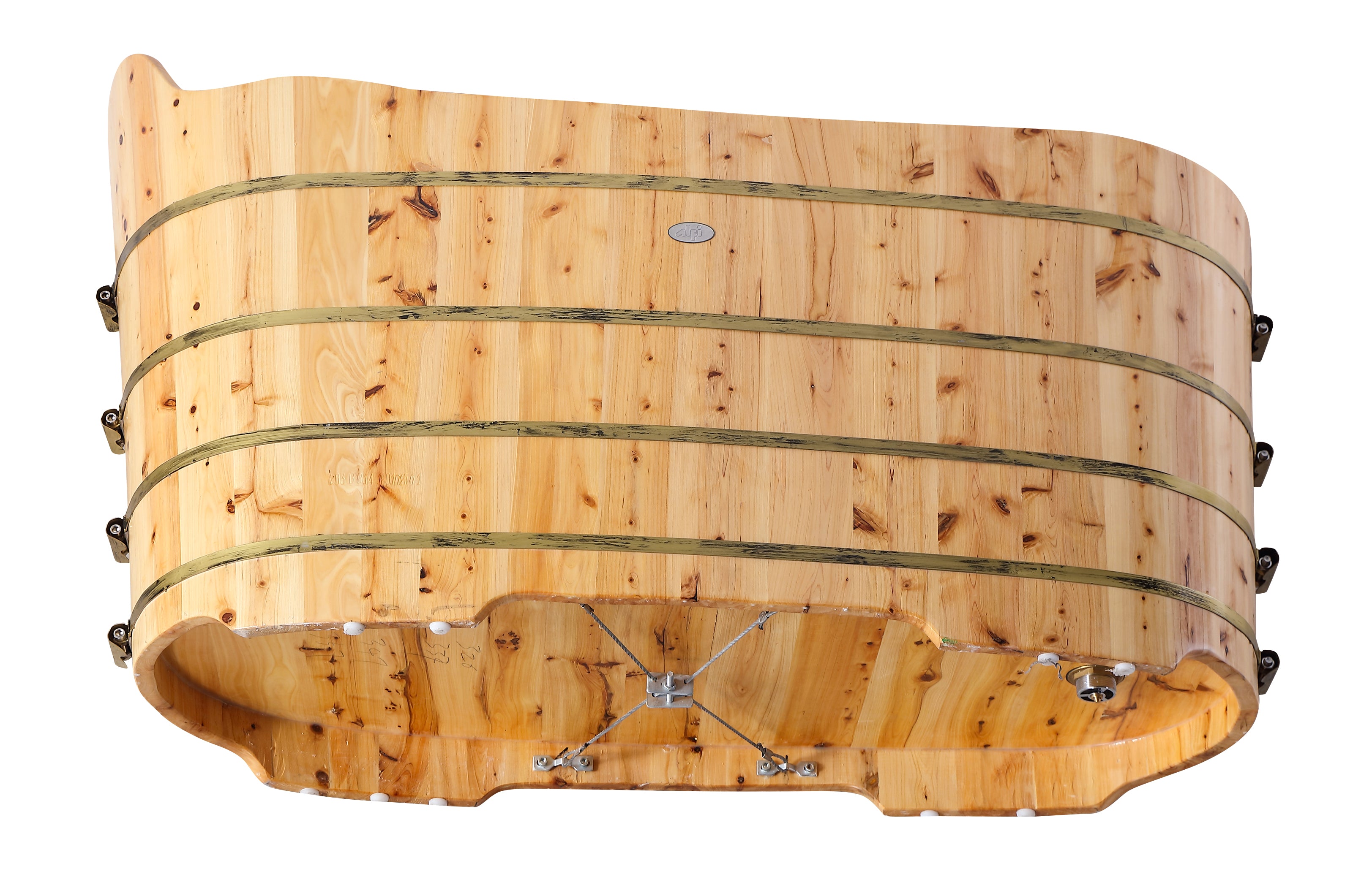 Alternate Image for ALFI brand AB1103 59" Free Standing Cedar Wood Bathtub with Bench