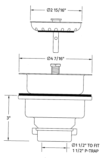 Alternate Image for Houzer 3.5" Plastic Basket Strainer, White, 190-9266