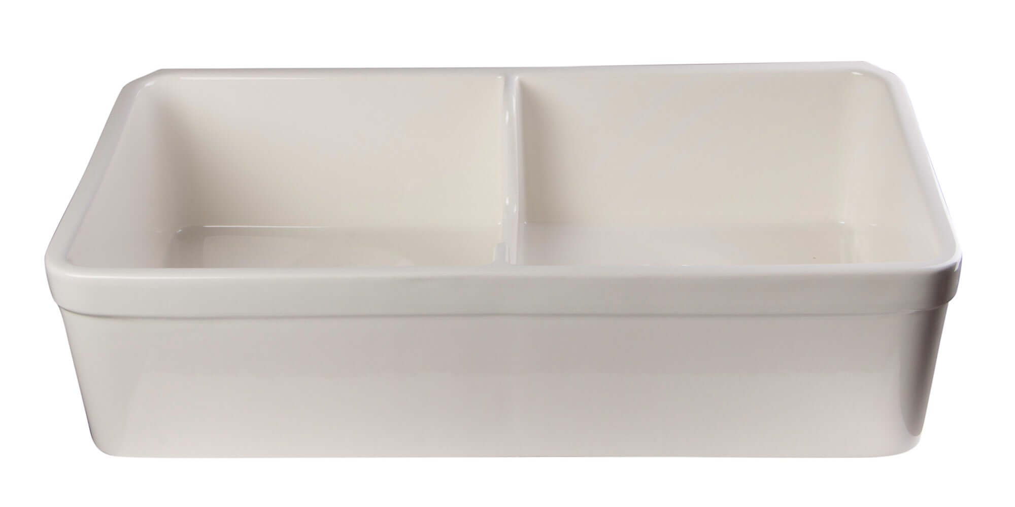 Alternate Image for ALFI 32" Short Wall Double Bowl Fireclay Farmhouse Apron Sink, Biscuit, AB5123-B