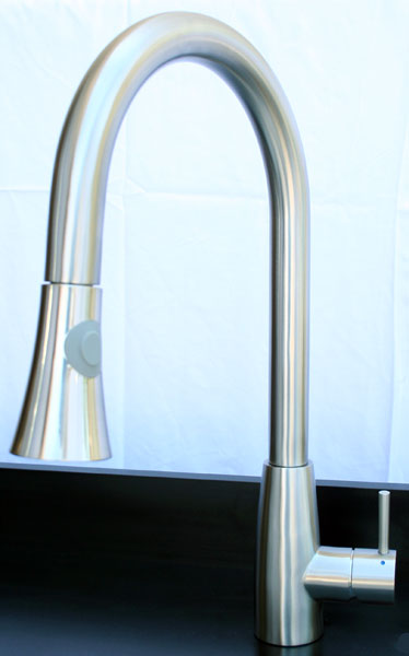 Alternate Image for ALFI Solid Brushed Stainless Steel Pull Down Single Hole Kitchen Faucet, AB2034-BSS