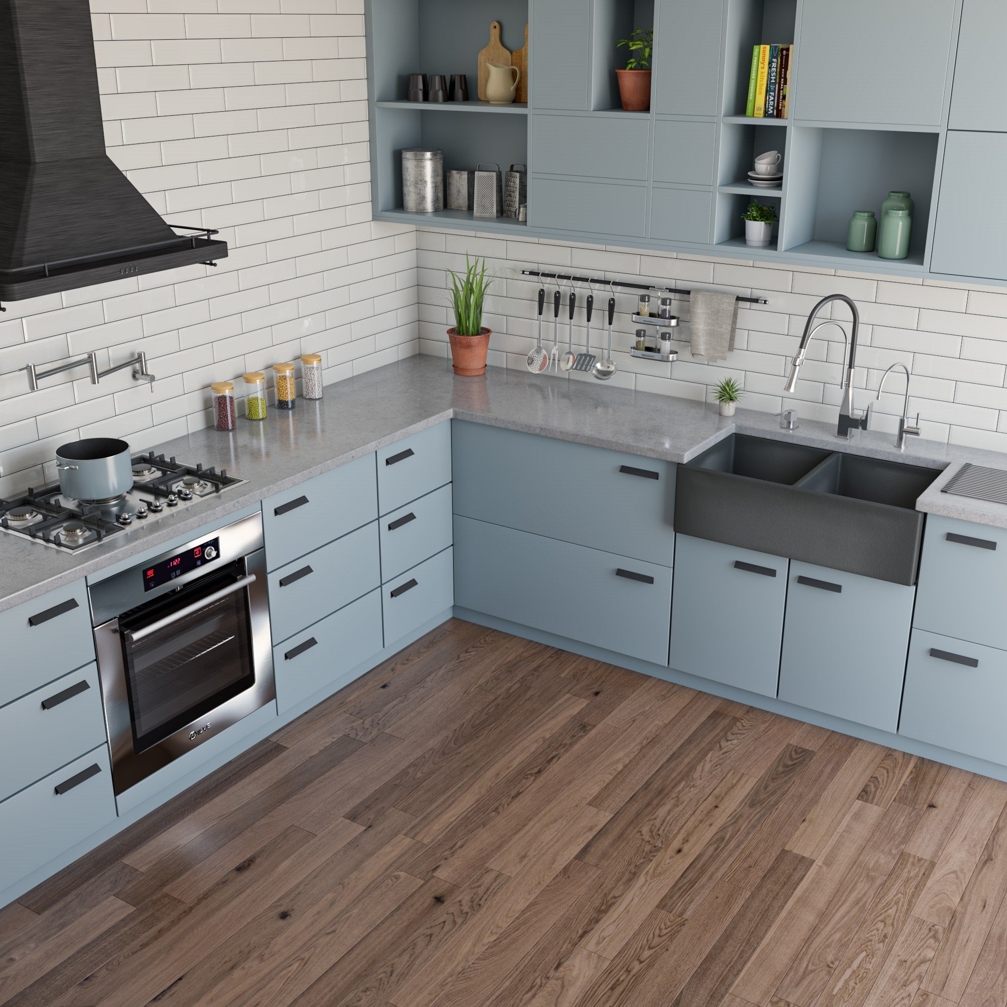 Alternate Image for ALFI brand 33" Fireclay Farmhouse Sink, 50/50 Double Bowl, Concrete, ABCO3318DB