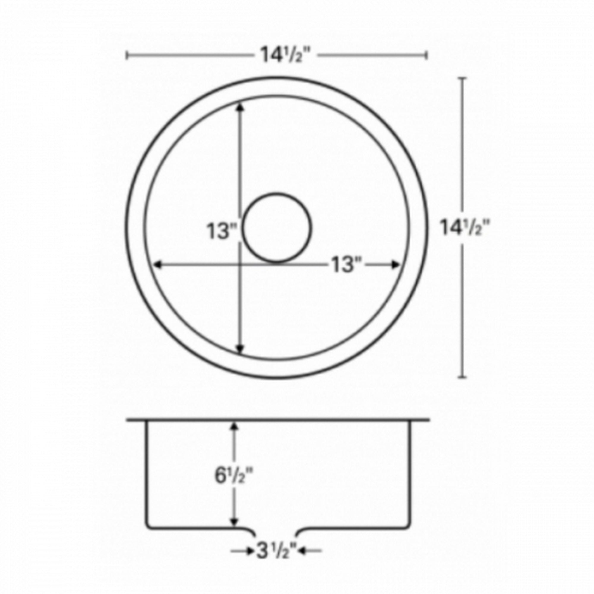 Karran 15" Round Stainless Steel Bar/Prep Sink, 18 Gauge, U-1414