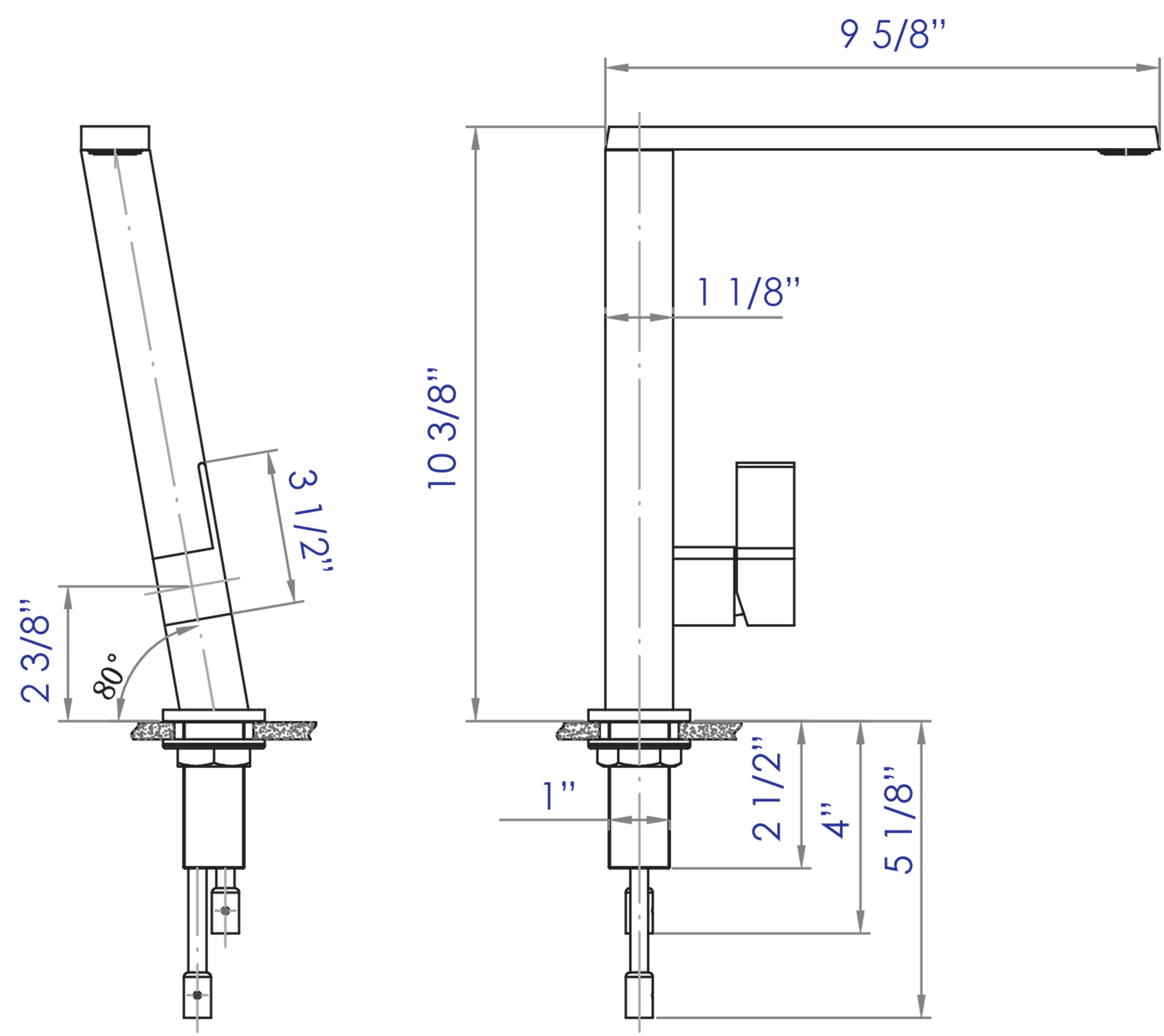 ALFI Square Modern Brushed Stainless Steel Kitchen Faucet, AB2047-BSS - The Sink Boutique