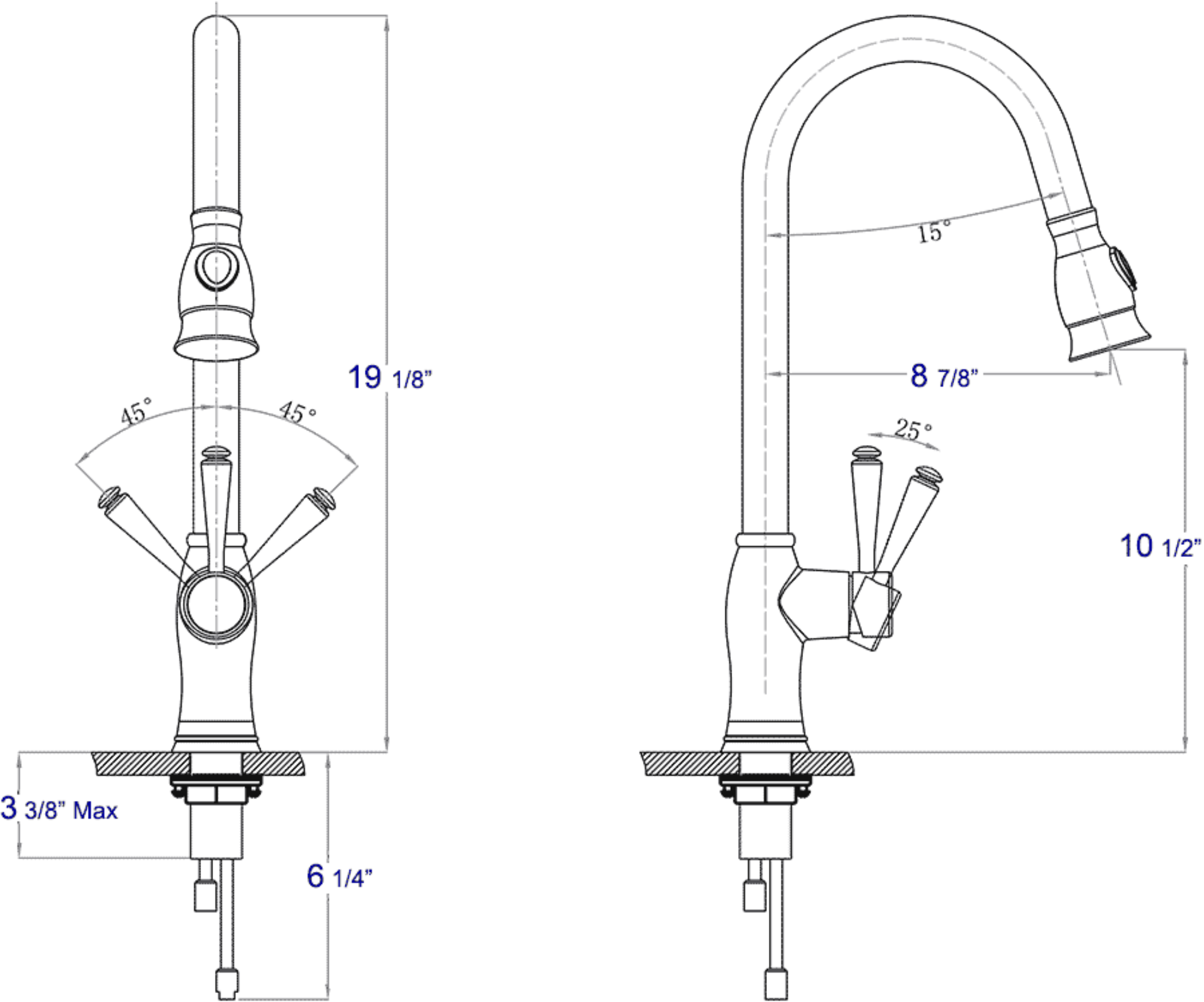 ALFI Traditional Solid Brushed Stainless Steel Pull Down Kitchen Faucet, AB2043-BSS - The Sink Boutique