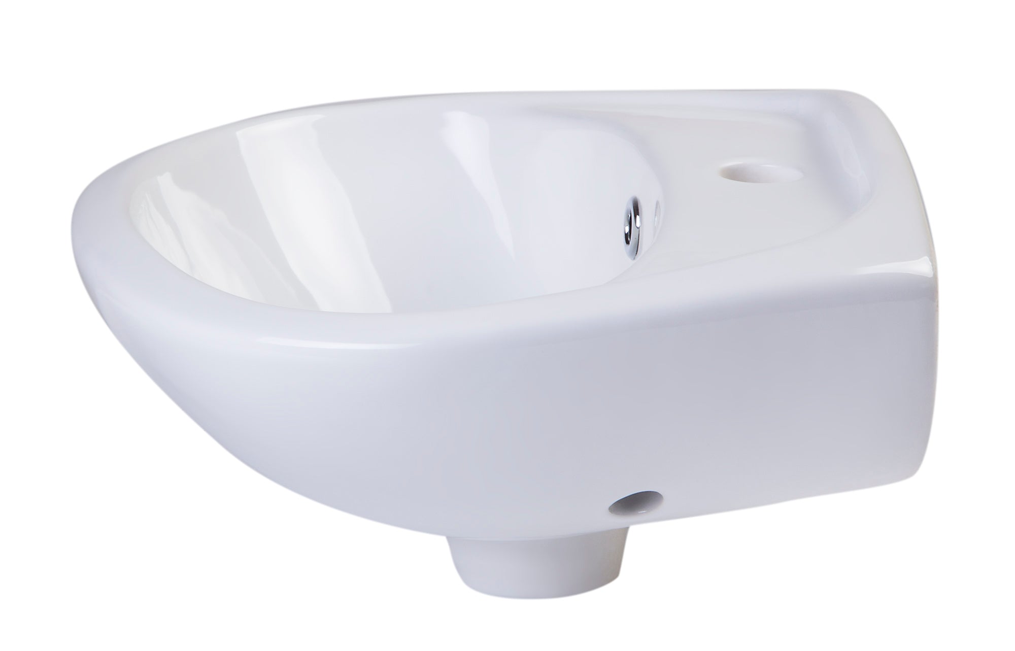 Alternate Image for ALFI White Small Porcelain Wall Mount Basin with Overflow, AB106