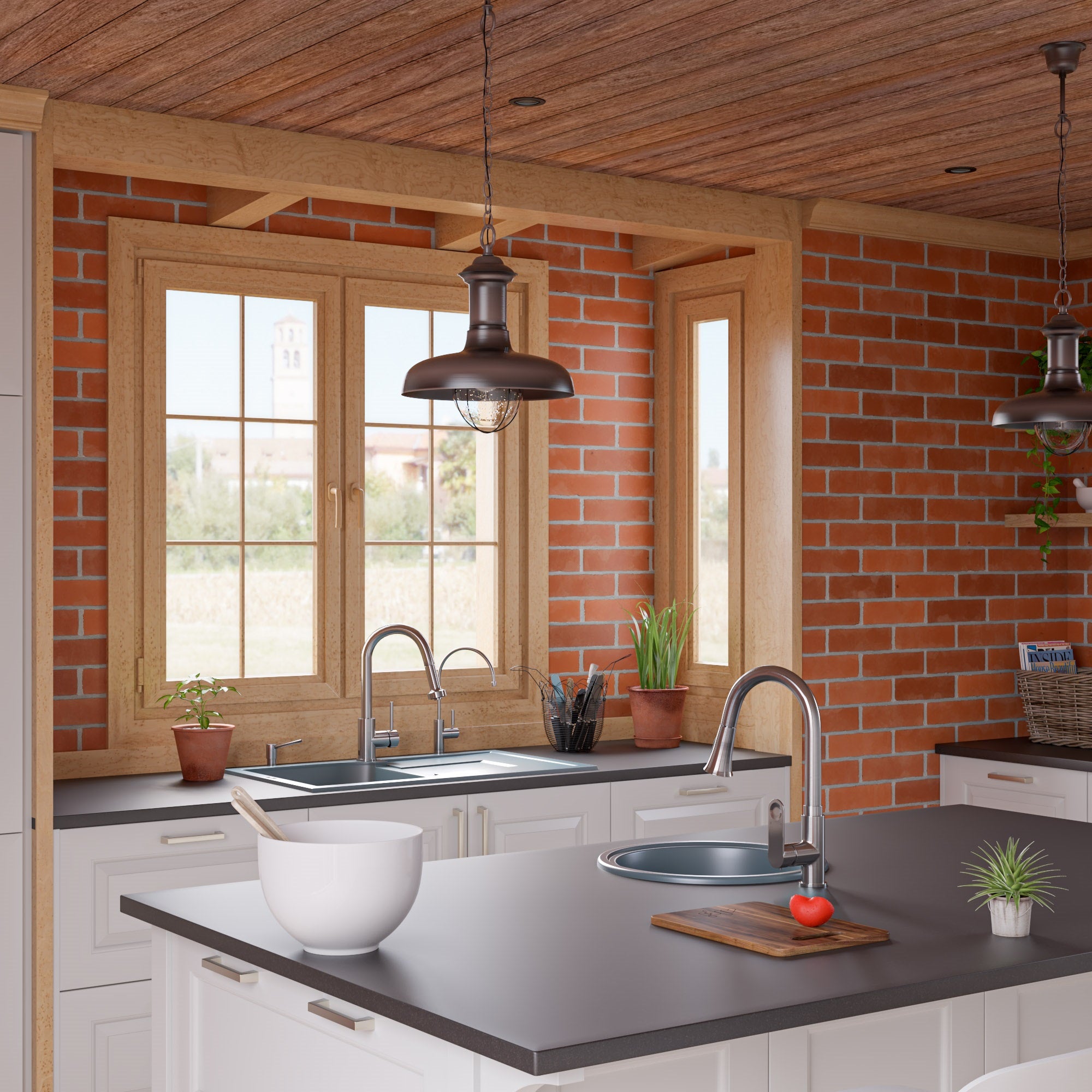 Alternate Image for ALFI brand AB1620DI-T Titanium 34" Single Bowl Granite Composite Kitchen Sink with Drainboard