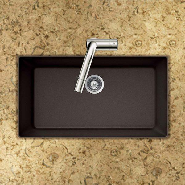 Houzer 33" Granite Undermount Single Bowl Kitchen Sink, Brown, V-100U MOCHA - The Sink Boutique