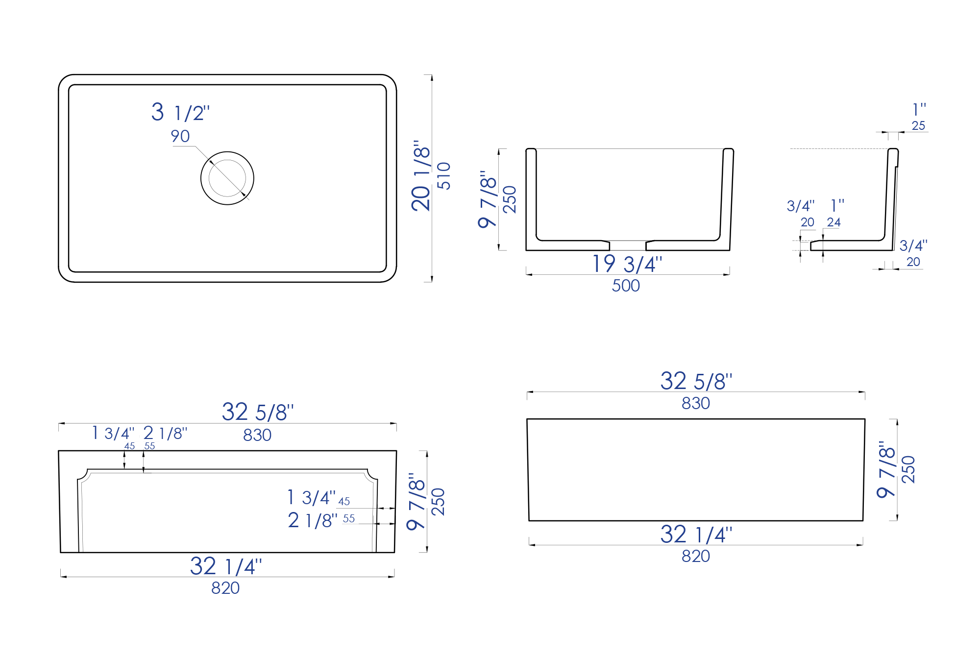 Alternate Image for ALFI 33" Single Bowl Fireclay Farmhouse Apron Sink, White, AB3320SB-W