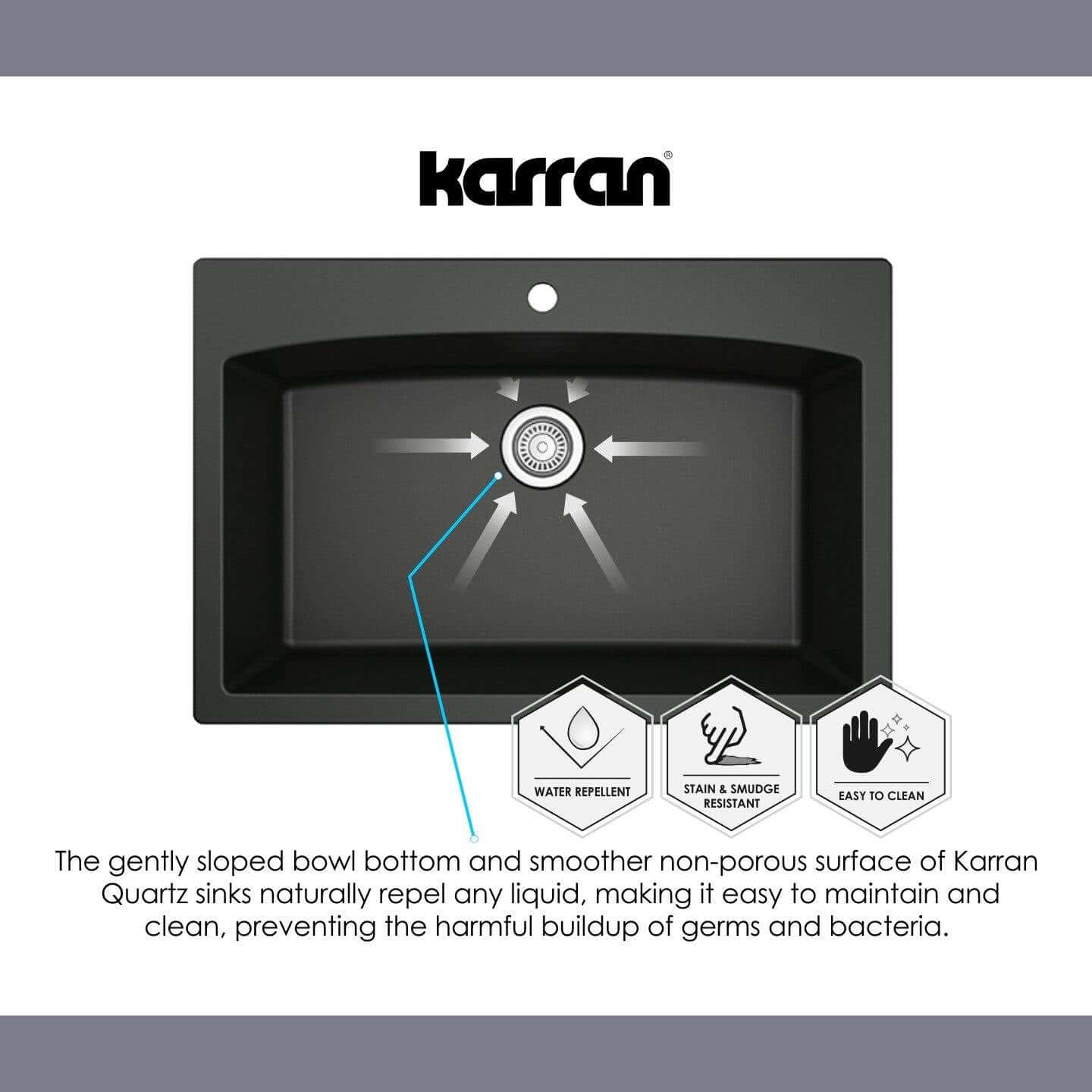 Alternate Image for Karran 18" Quartz Bar/Prep Sink, Grey, QX-680-GR