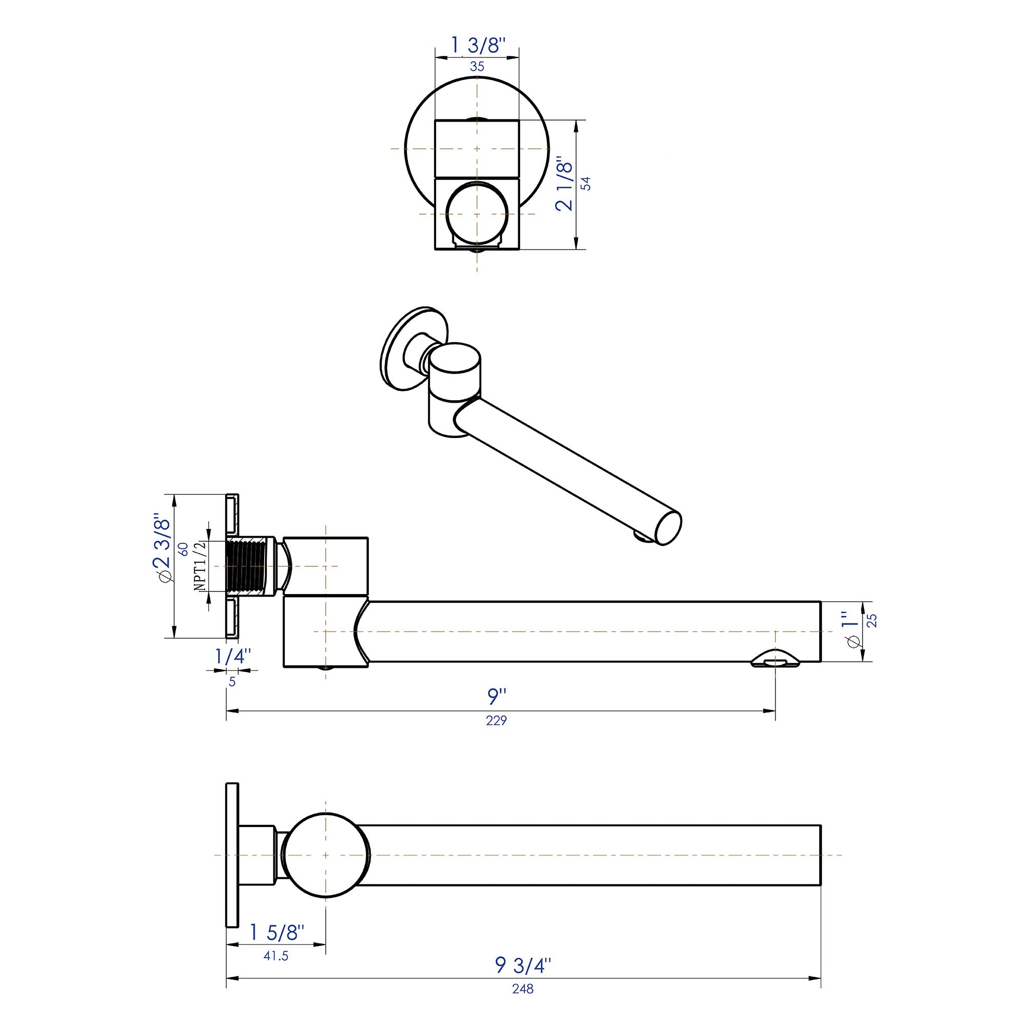 ALFI brand AB6601-BN Brushed Nickel Round Foldable Tub Spout - The Sink Boutique