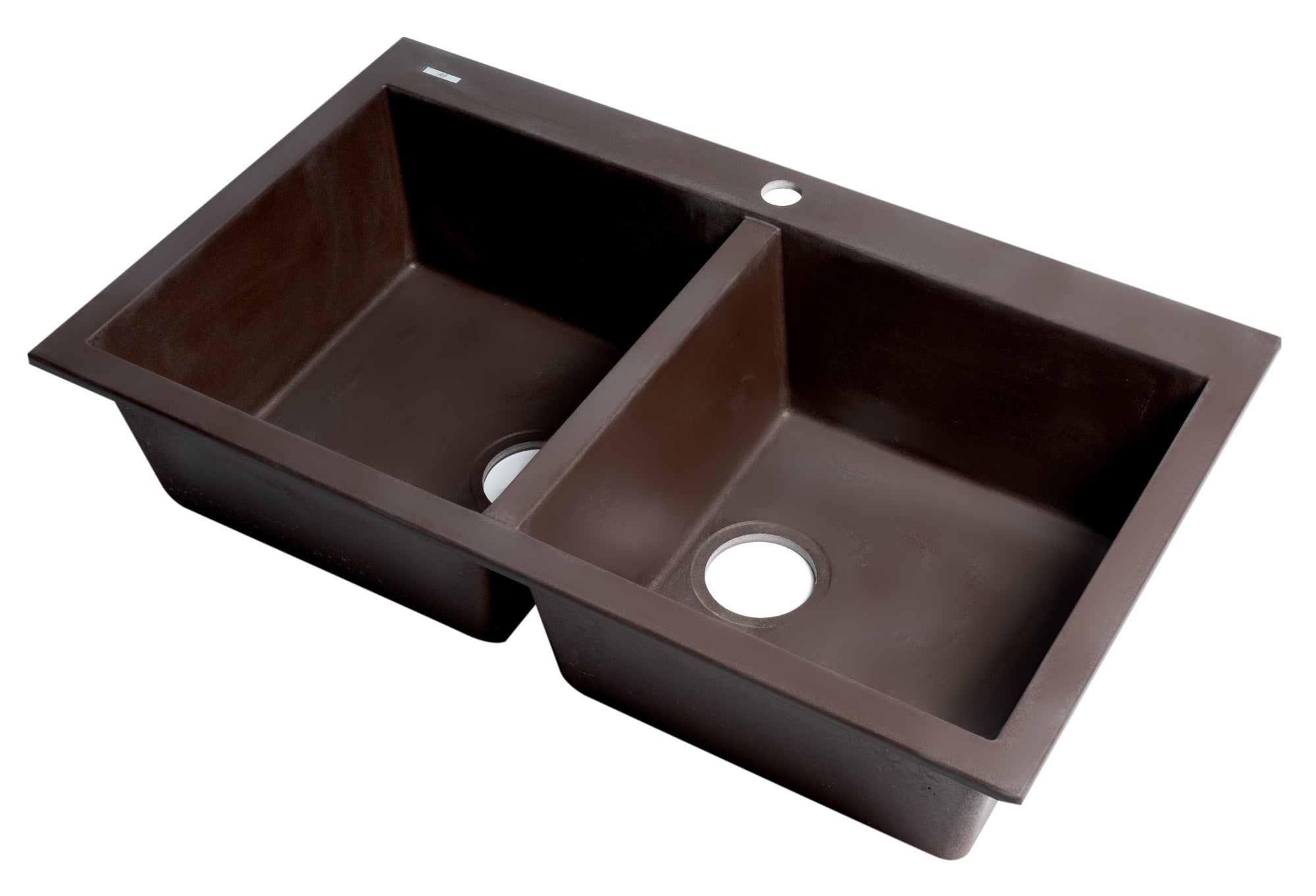 Alternate Image for ALFI brand AB3420DI-C Chocolate 34" Drop-In Double Bowl Granite Composite Kitchen Sink