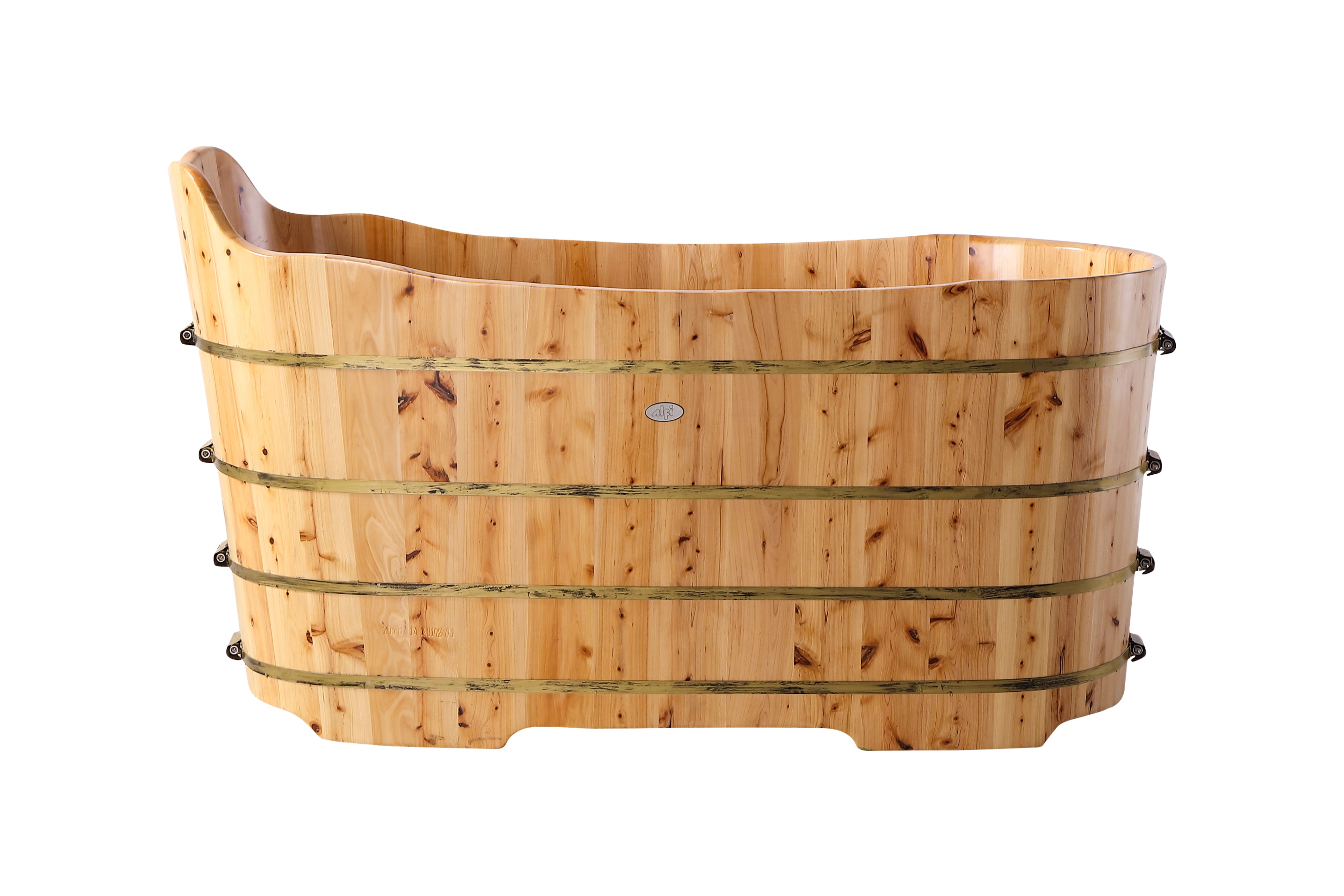 Alternate Image for ALFI brand AB1103 59" Free Standing Cedar Wood Bathtub with Bench