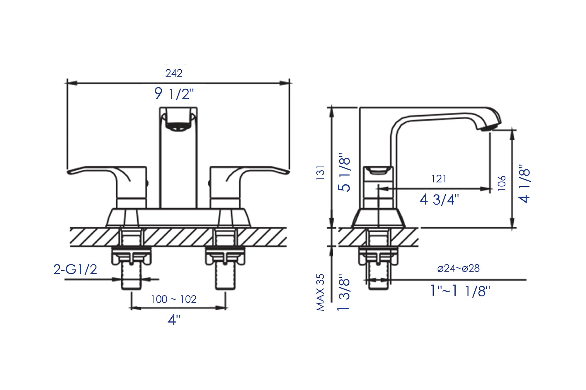 ALFI brand AB1493-BN Brushed Nickel Two-Handle 4'' Centerset Bathroom Faucet - The Sink Boutique
