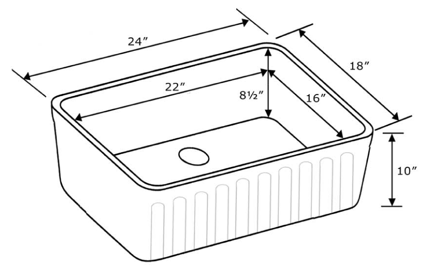 Alternate Image for Whitehaus 24" Fireclay Farmhouse Apron Sink, White, WHFLRPL2418