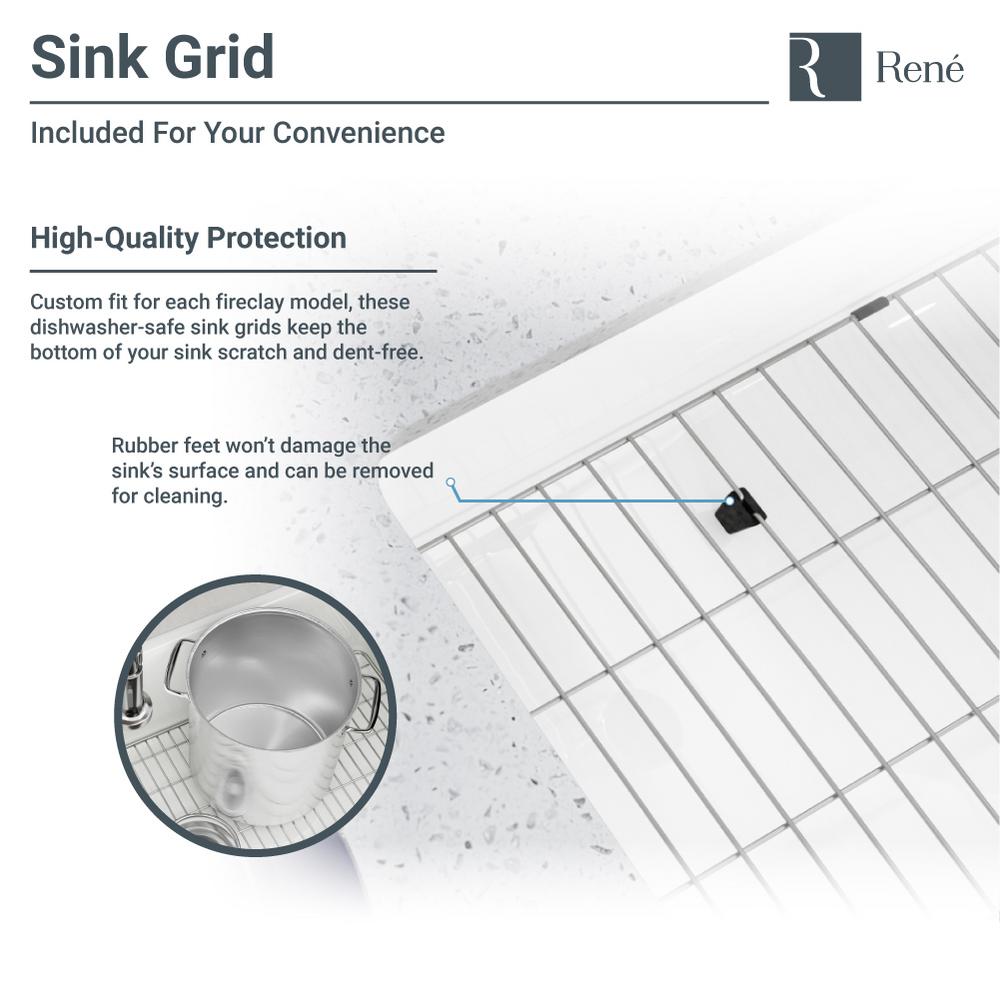 Alternate Image for Rene 30" Fireclay Farmhouse Sink, White, Smooth/Edge R10-3005-ST-B