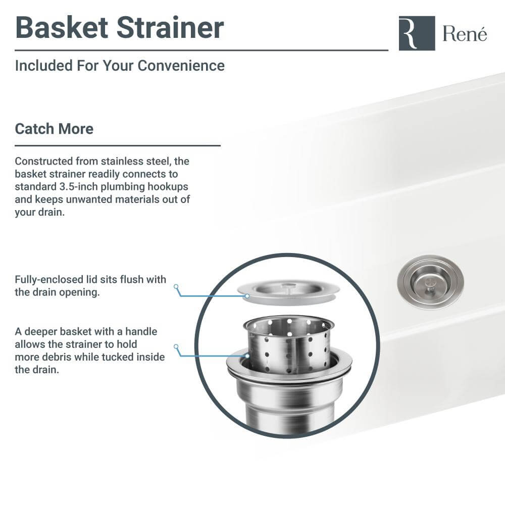 Alternate Image for Rene 33" Fireclay Farmhouse Sink, White, R10-3001-ST-B