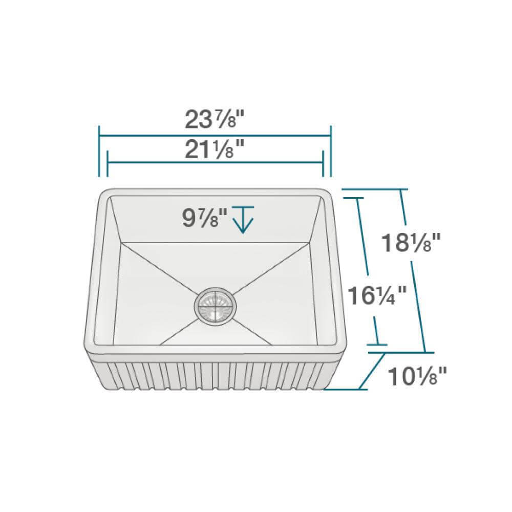 Alternate Image for Rene 24" Fireclay Farmhouse Sink, White, R10-3004-ST-B