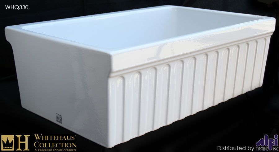 Alternate Image for Whitehaus 30" Fireclay Farmhouse Apron Sink, White, Reversible, WHQ330