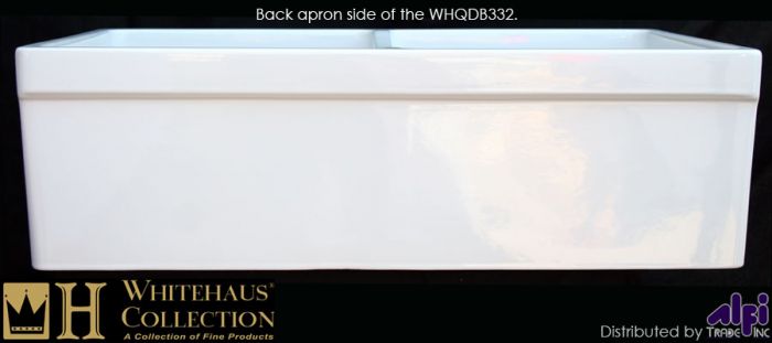 Alternate Image for Whitehaus 33'' Fireclay Double Bowl Farmhouse Apron Sink, White, WHQDB332