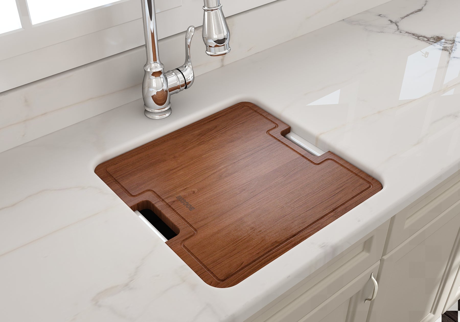 Alternate Image for BOCCHI Wooden Cutting Board For Sotto 1359 w/Handles - Sapele Wood, 2320 0003
