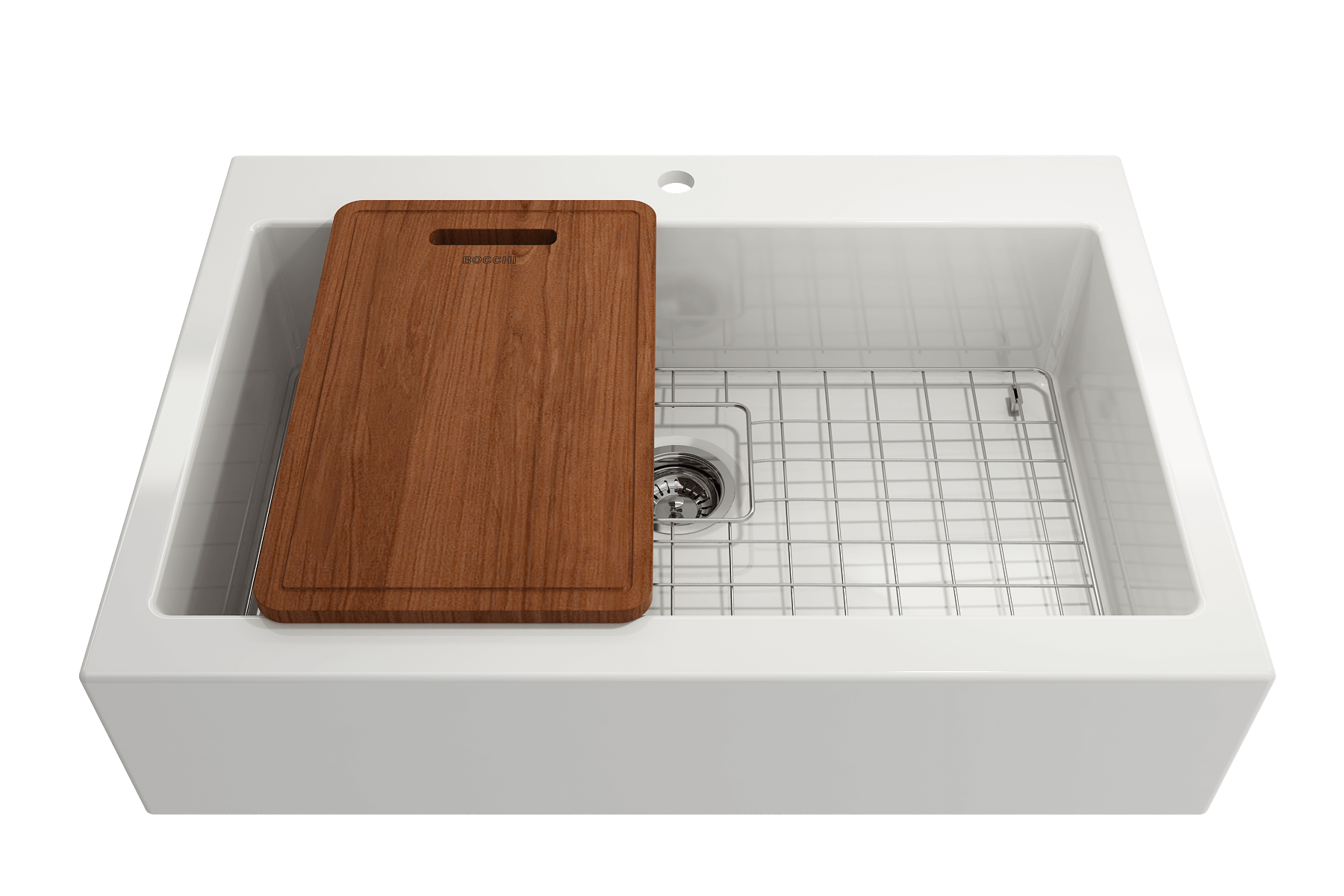 Alternate Image for BOCCHI Wooden Cutting Board with handle, Sapele Mahogany Wood, Compatible with 1500, 1501, 1551, and 1604 sinks, 2320 0004