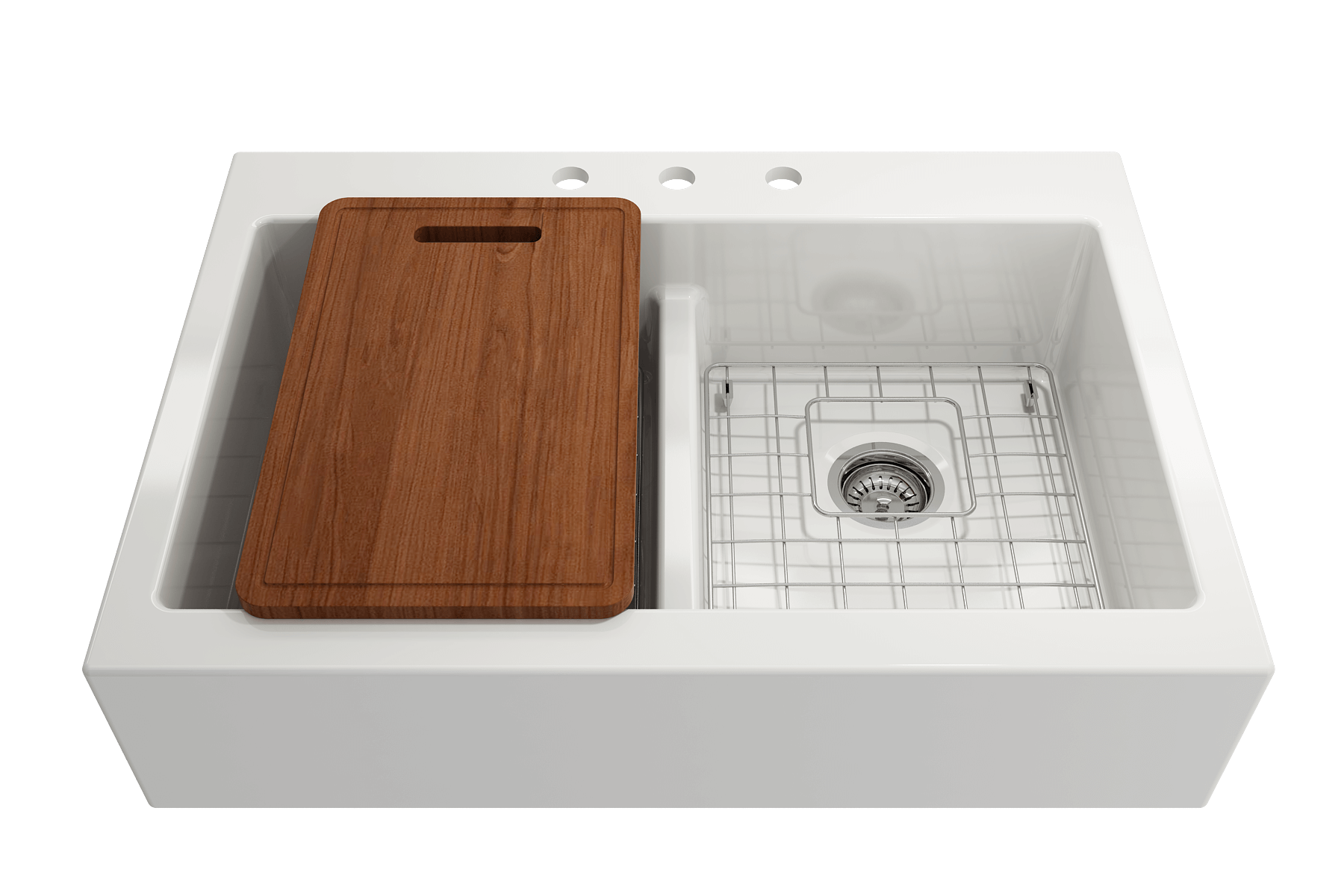 Alternate Image for BOCCHI Wooden Cutting Board with handle, Sapele Mahogany Wood, Compatible with 1500, 1501, 1551, and 1604 sinks, 2320 0004