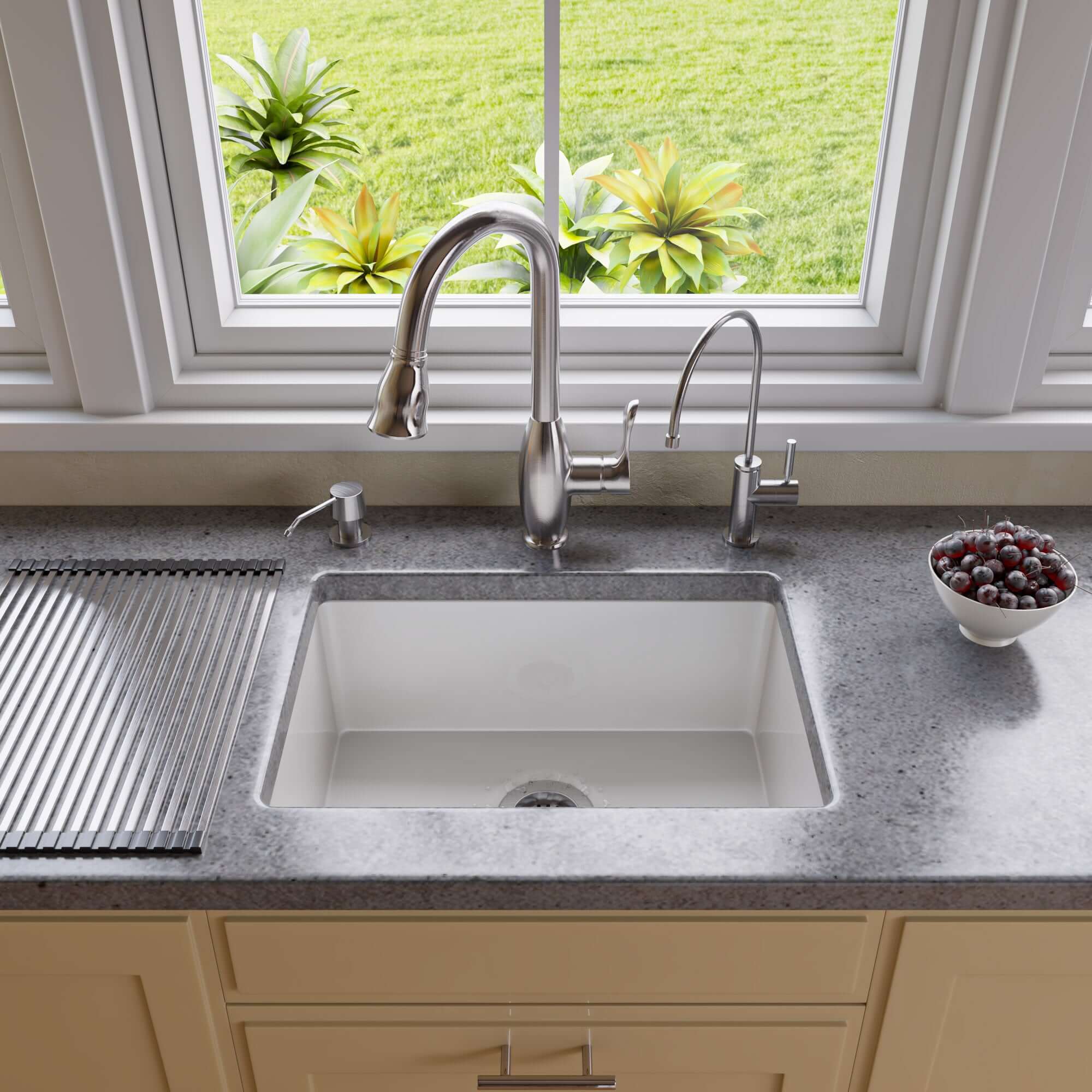 Alternate Image for ALFI brand AB2317 23" White Fireclay Undermount Kitchen Sink