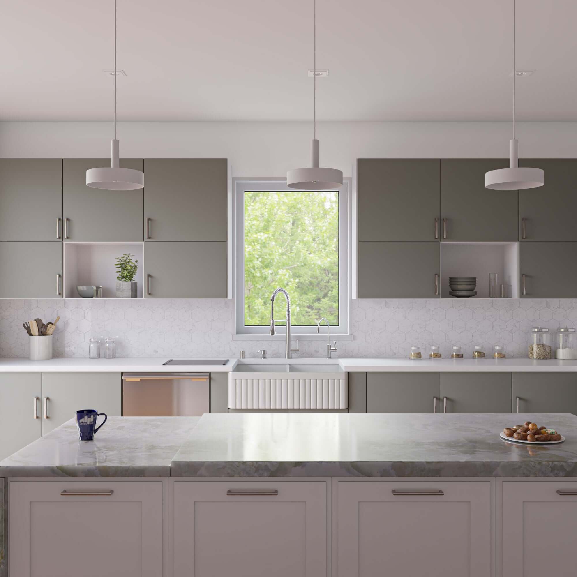 Alternate Image for ALFI 32" Fluted Double Bowl Fireclay Farmhouse Apron Sink, White, AB537-W