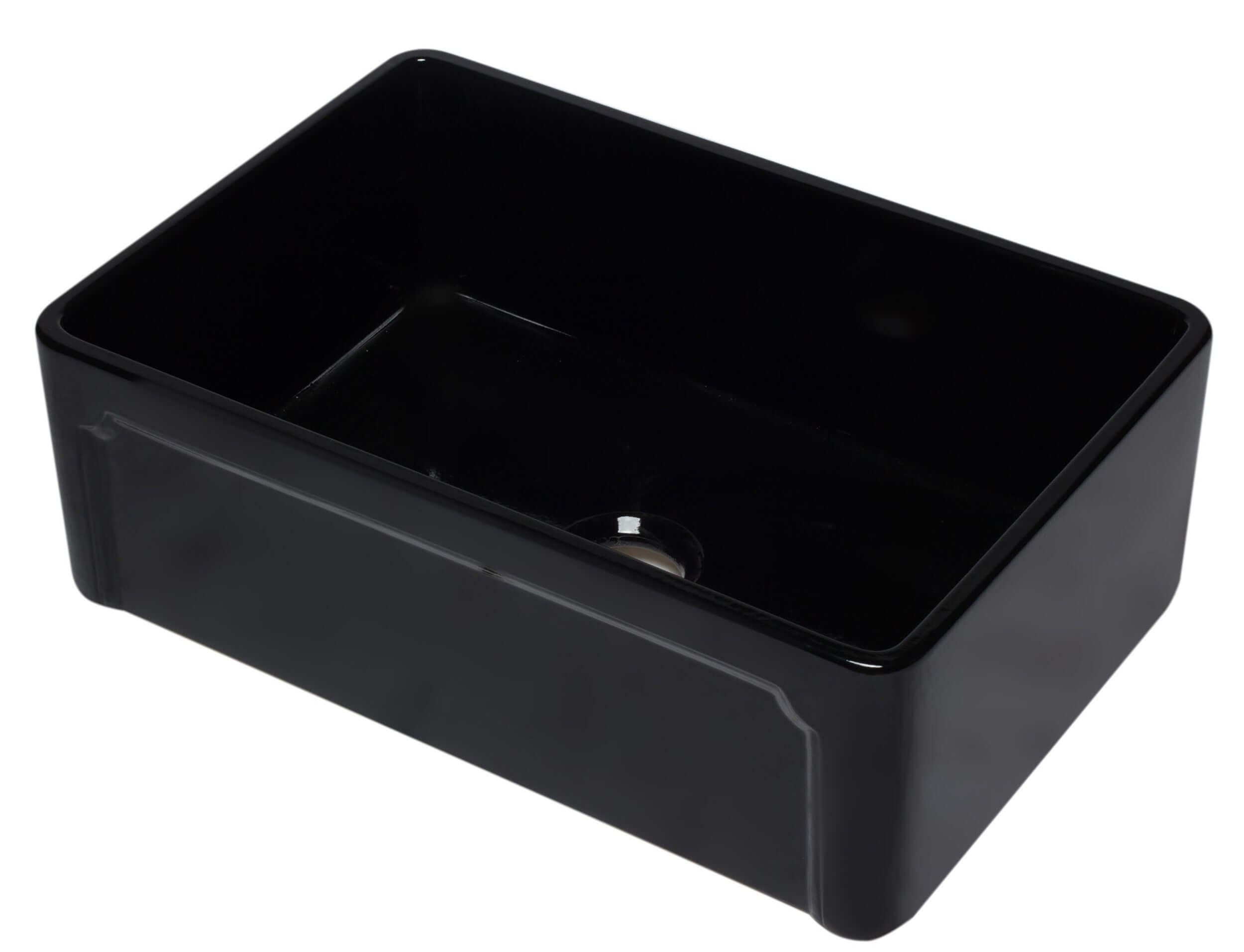 ALFI 30" Single Bowl Fireclay Farmhouse Apron Sink, Black Gloss, AB3020SB-BG - The Sink Boutique