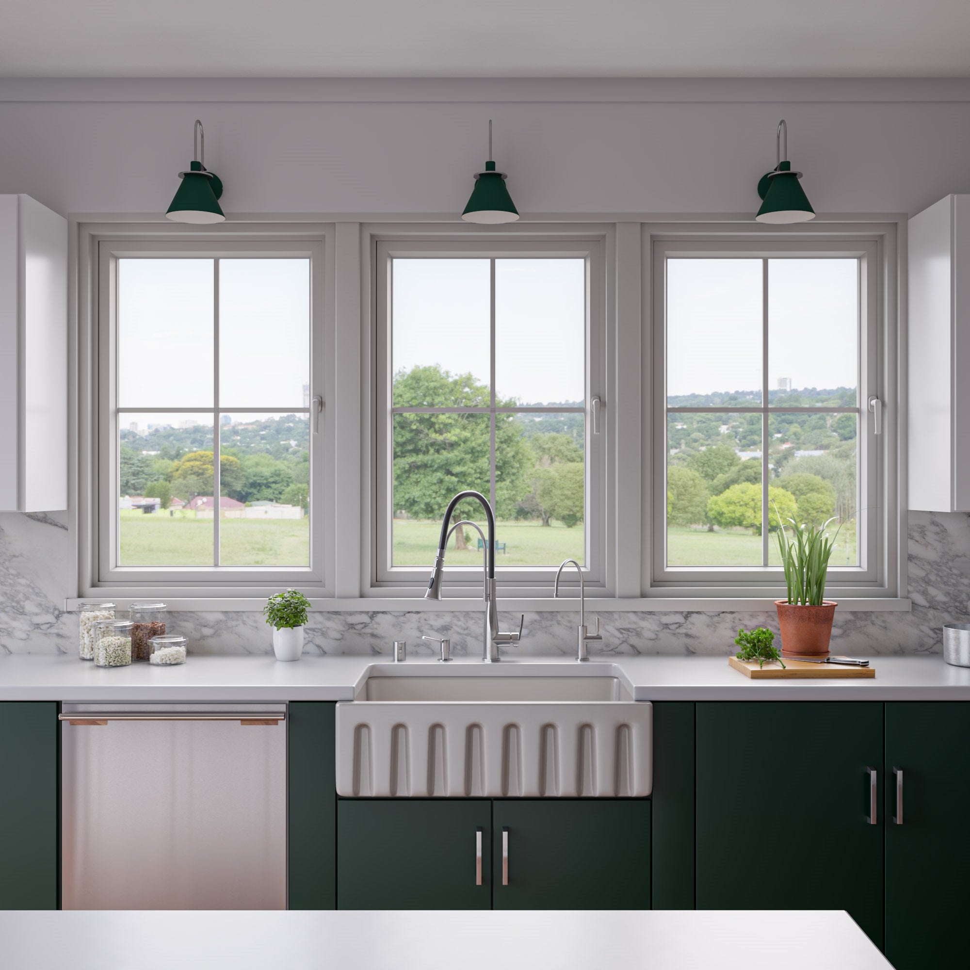 Alternate Image for ALFI 33" Fireclay Farmhouse Kitchen Sink, Single Bowl, Reversible, Biscuit, AB3318HS-B
