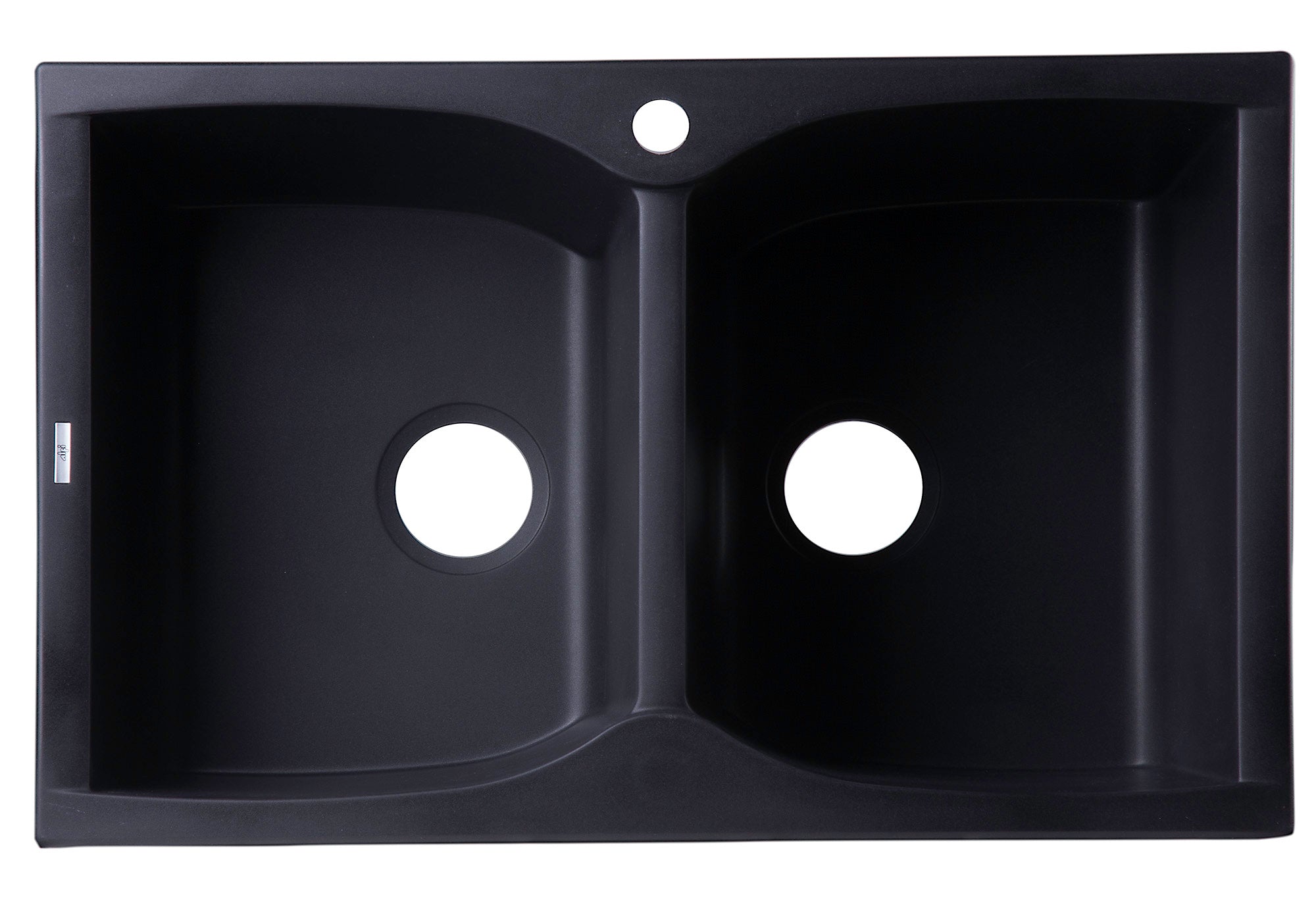 Alternate Image for ALFI Black 32" Drop-In Double Bowl Granite Composite Kitchen Sink, AB3220DI-BLA
