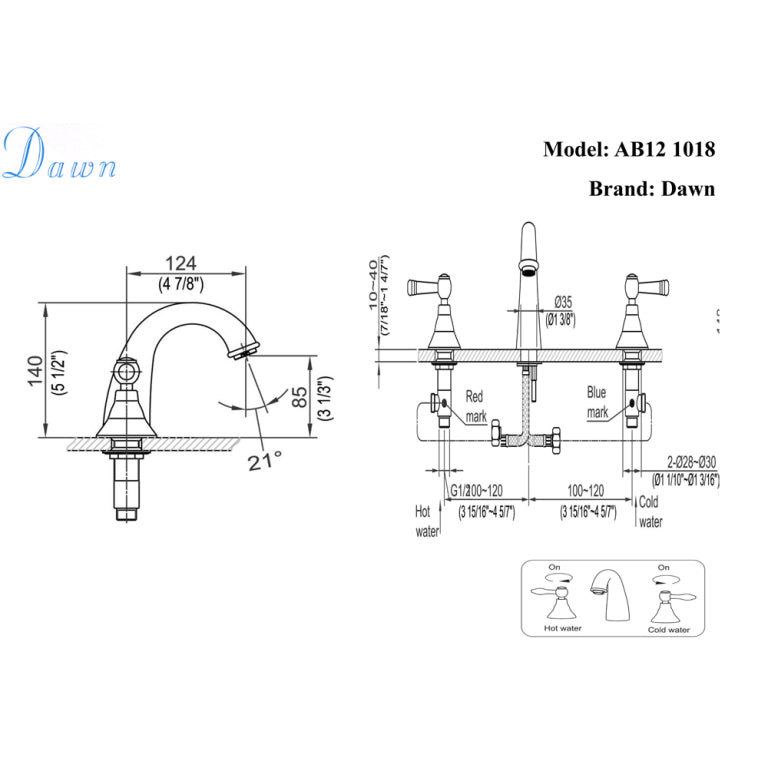 Alternate Image for Dawn 6" 1.2 GPM Bathroom Faucet, Chrome, AB12 1018C