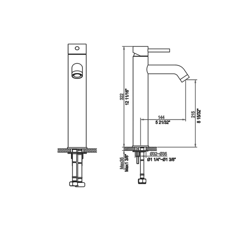 Dawn 13" 1.2 GPM Bathroom Faucet, Chrome, AB37 1023C - The Sink Boutique