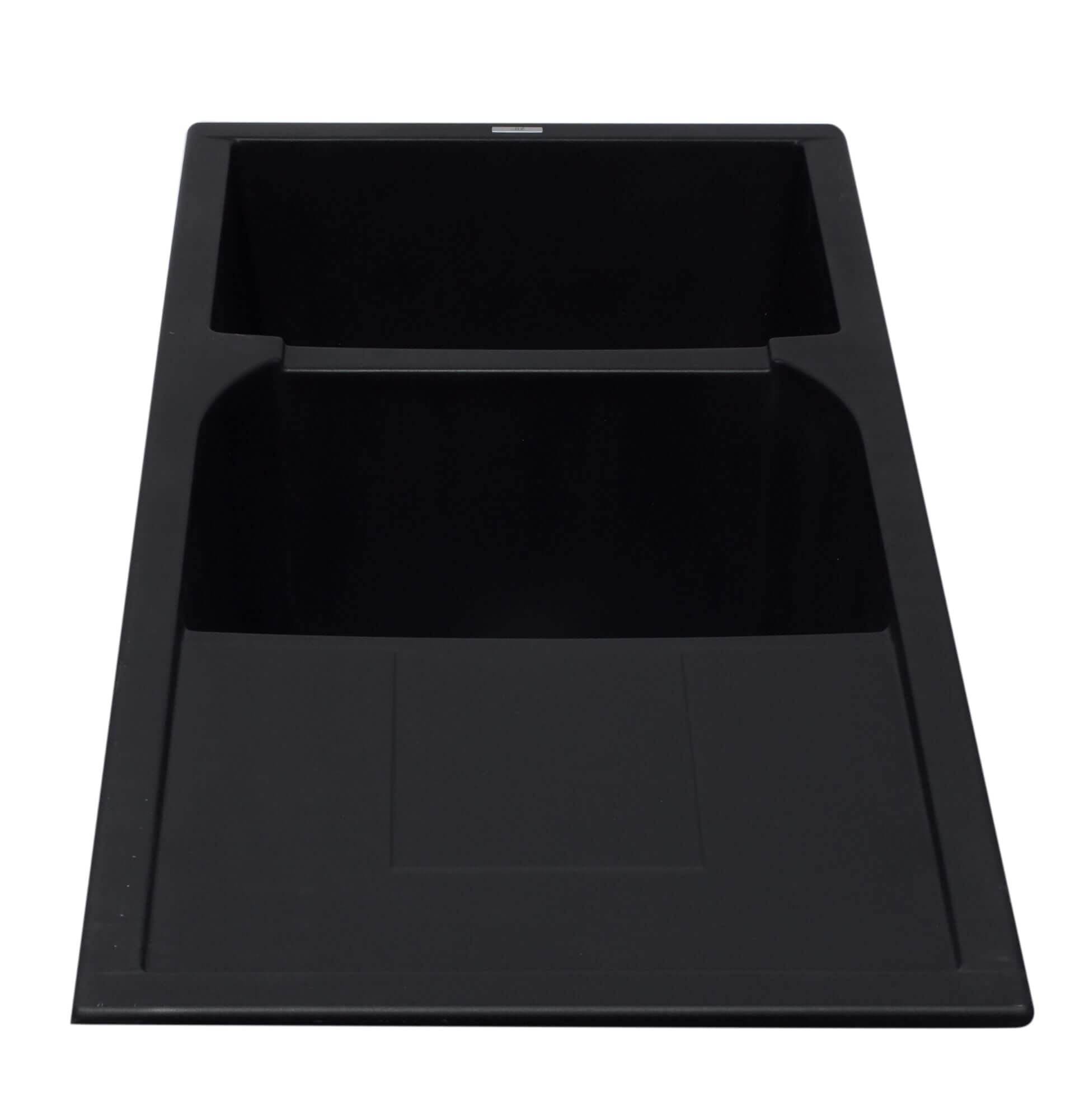 Alternate Image for ALFI Black 46" Double Bowl Granite Composite Kitchen Sink with Drainboard, AB4620DI-BLA
