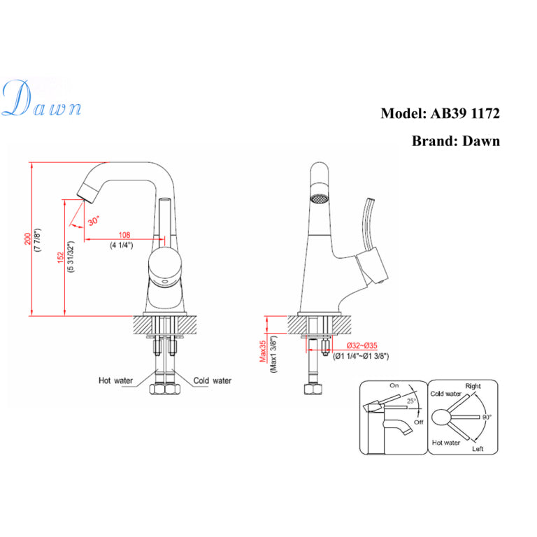 Alternate Image for Dawn 8" 1.2 GPM Bathroom Faucet, Chrome, AB39 1172C