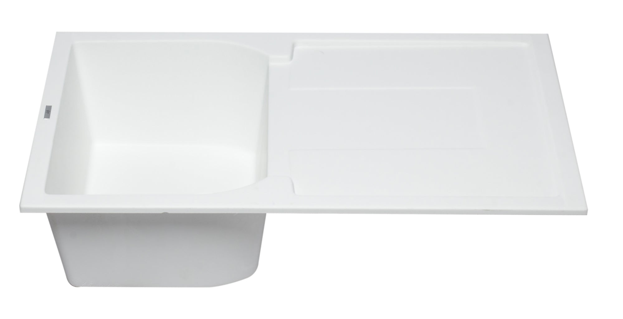 Alternate Image for ALFI 34" Single Bowl Granite Composite Kitchen Sink with Drainboard, White, AB1620DI-W