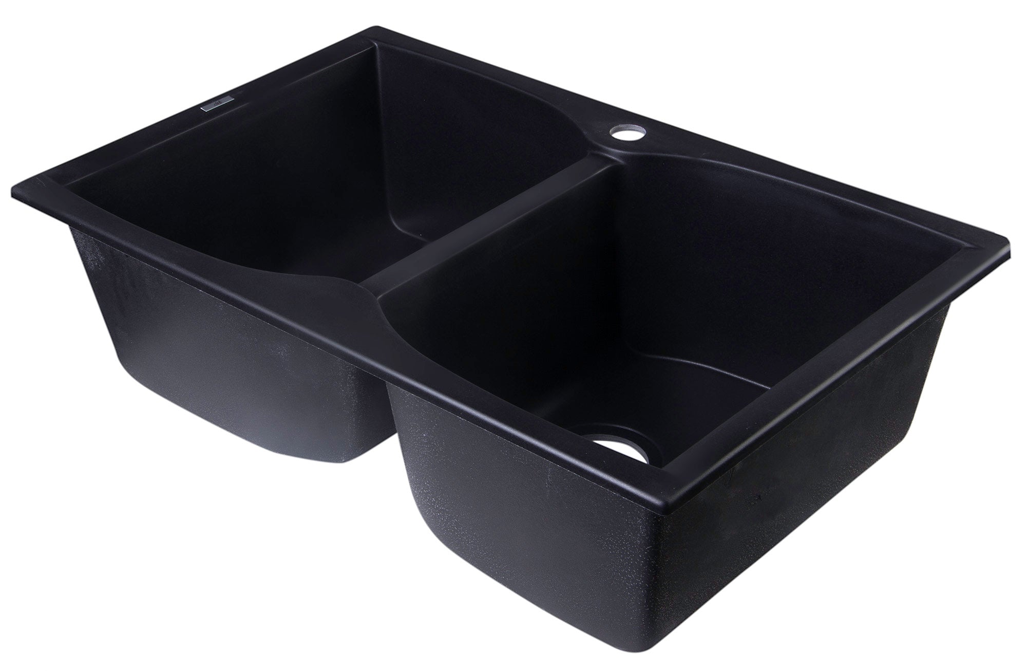 Alternate Image for ALFI Black 32" Drop-In Double Bowl Granite Composite Kitchen Sink, AB3220DI-BLA